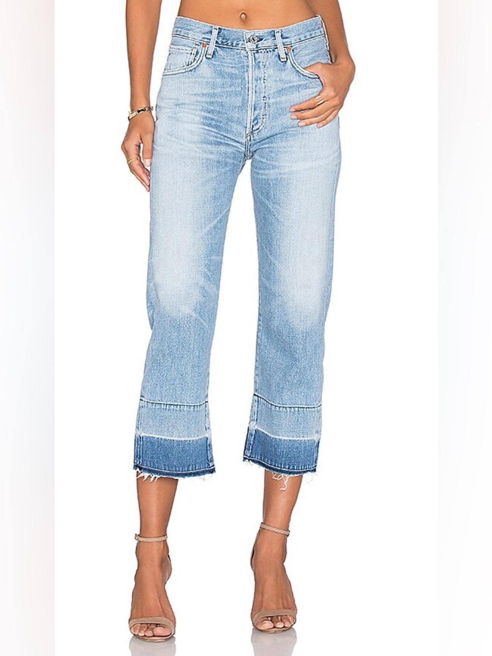 Citizens of Humanity Cora Crop Relaxed Undone Hem Jeans in Horizon Wash - 28